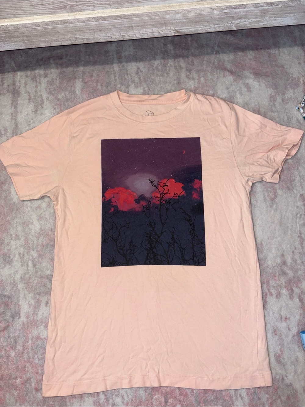 Men's Light Pink Graphic Tee with Night Sky Print